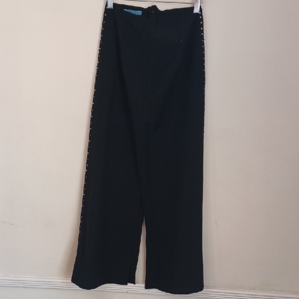 Anna Huling, Silver-Studded, Charcoal Linen, Maxi Skirt